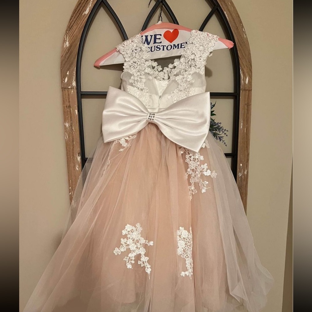 Blush and white flower girl dress - 4t
